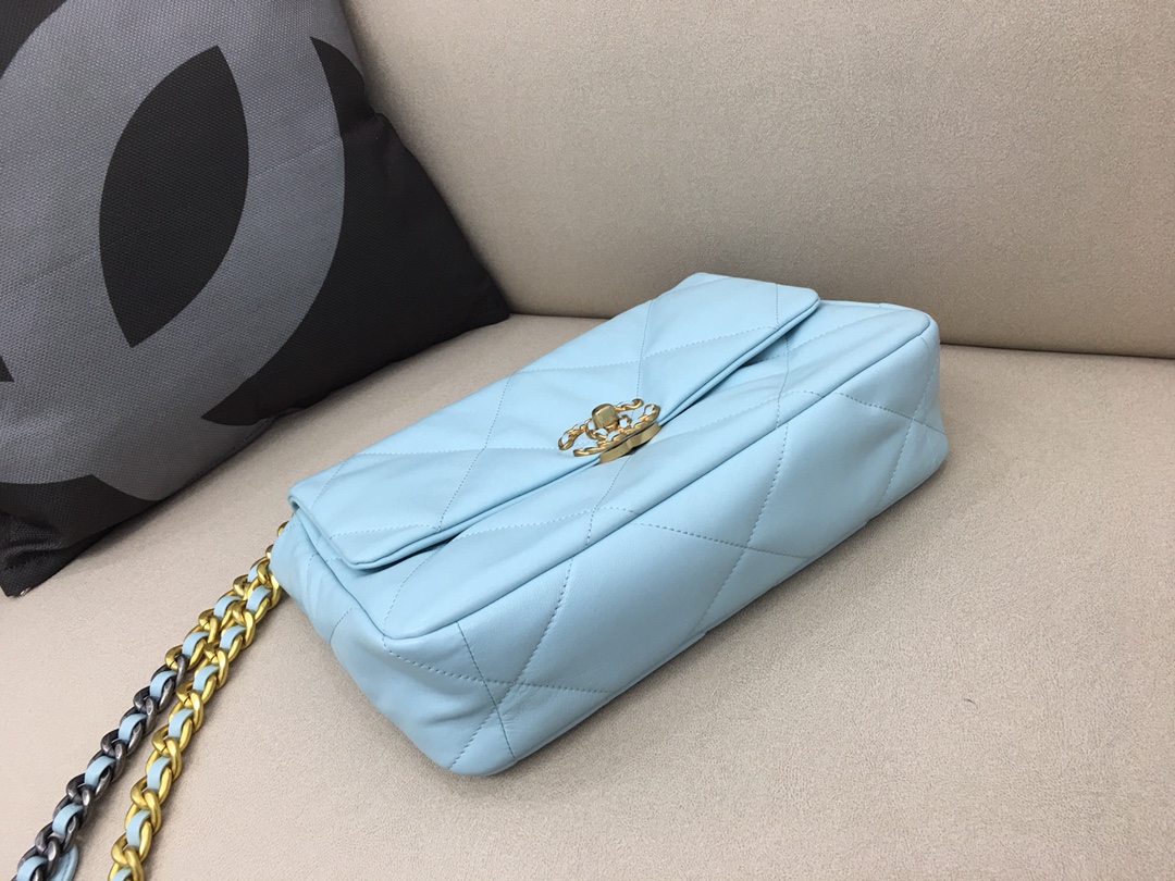 Lambskin 19 Large Handbag Flap Bag AS1161 Sky Blue